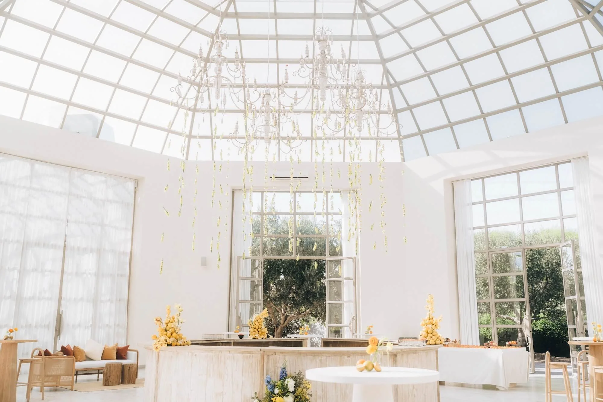 floral design interacting with space in a subtle way