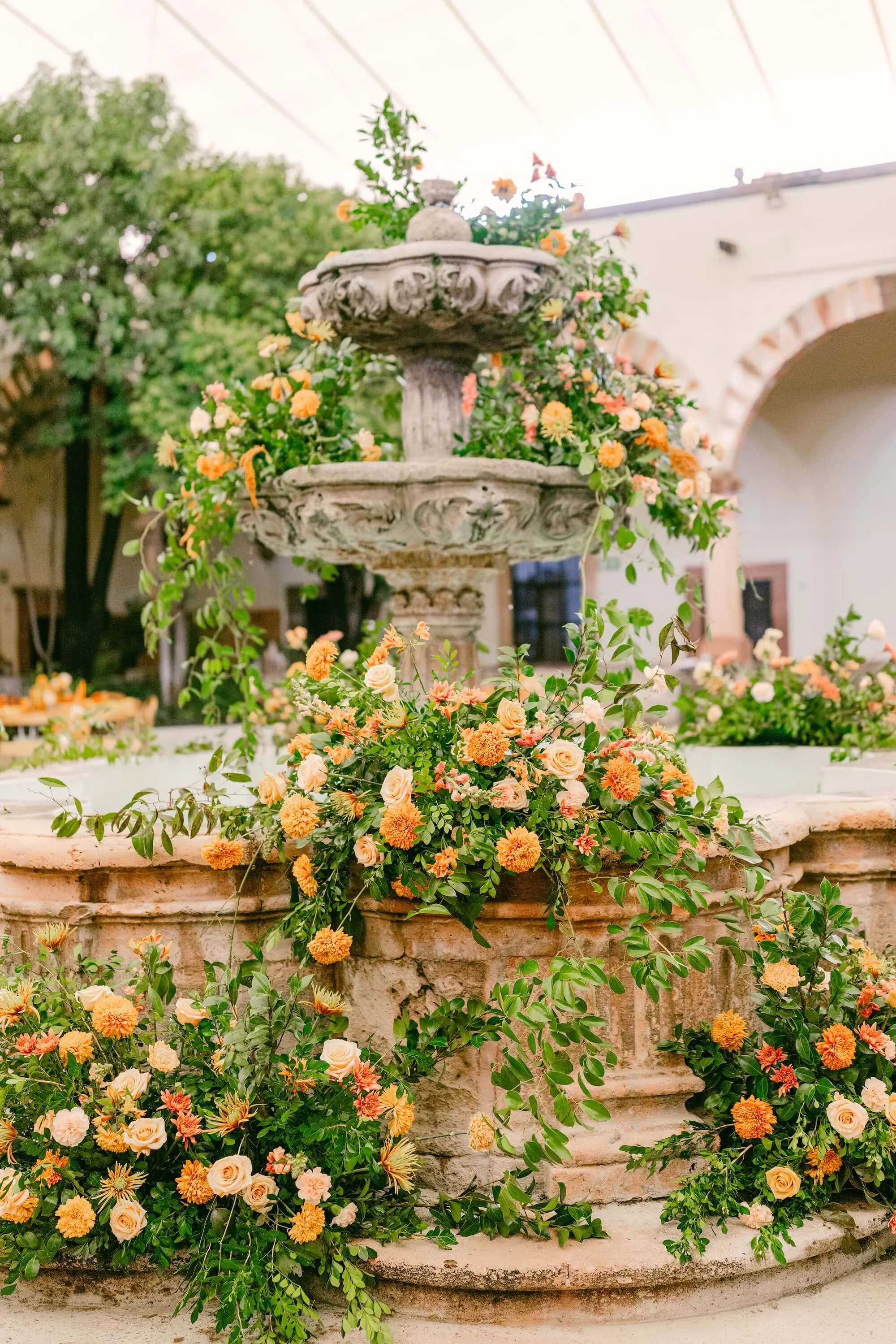 an intimate moment enhanced by floral presence