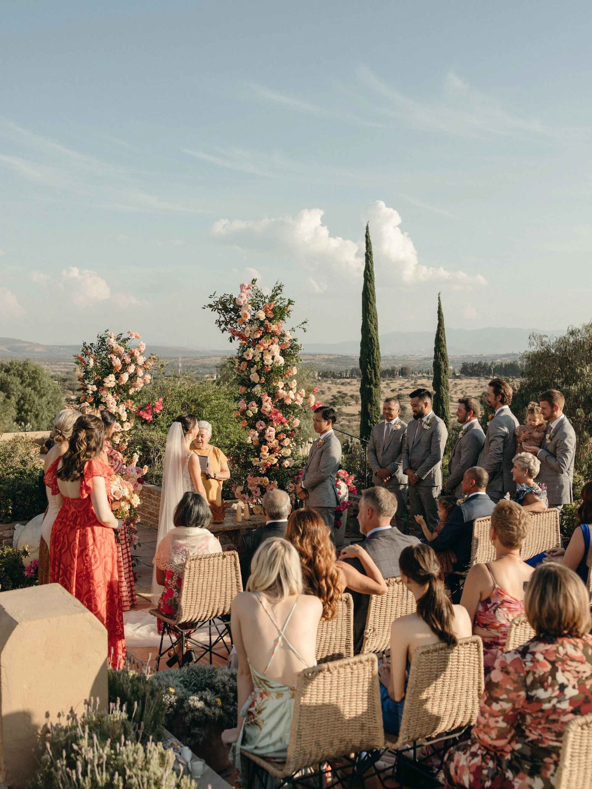 luxury outdoor wedding ceremony floral arch mexico destination wedding