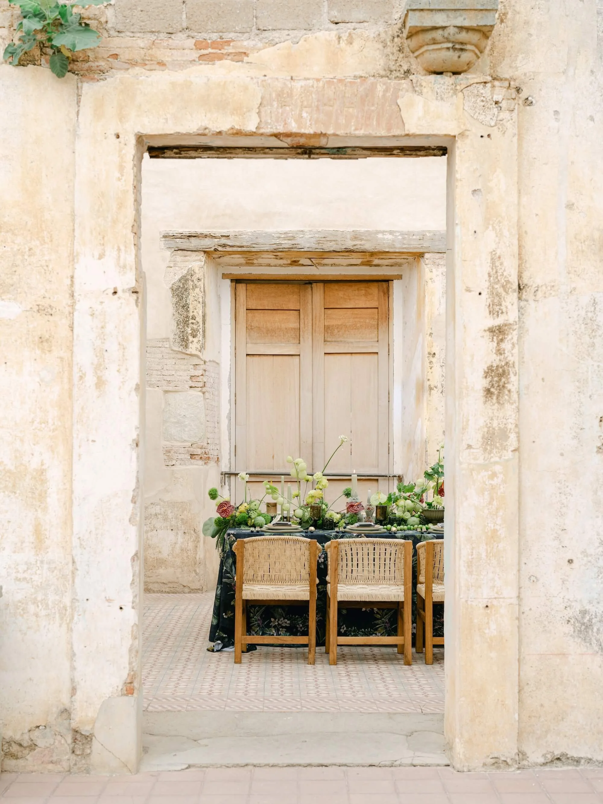 editorial bridal portrait with delicate white florals and modern wedding styling