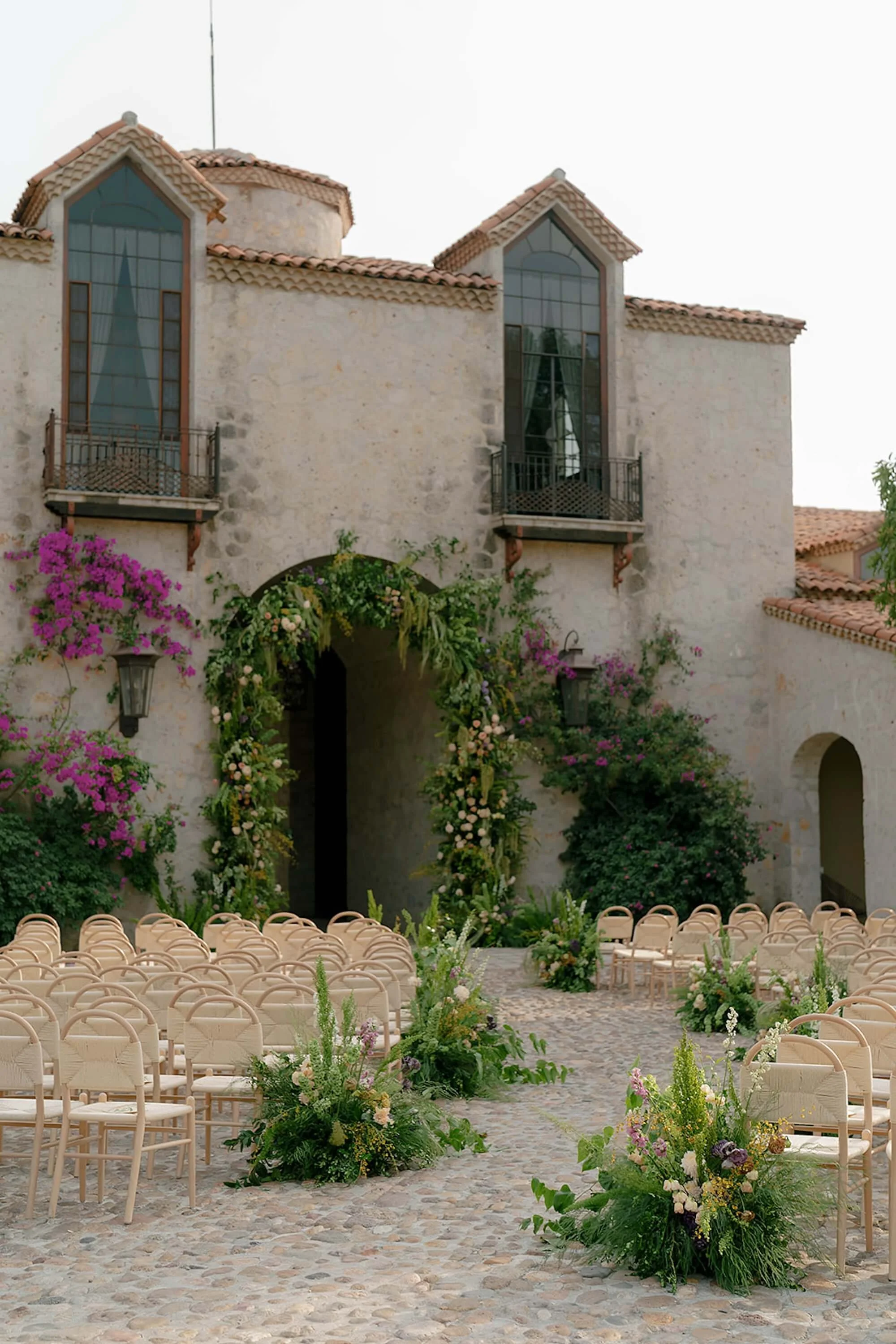 a layered environment shaped by natural floral elements