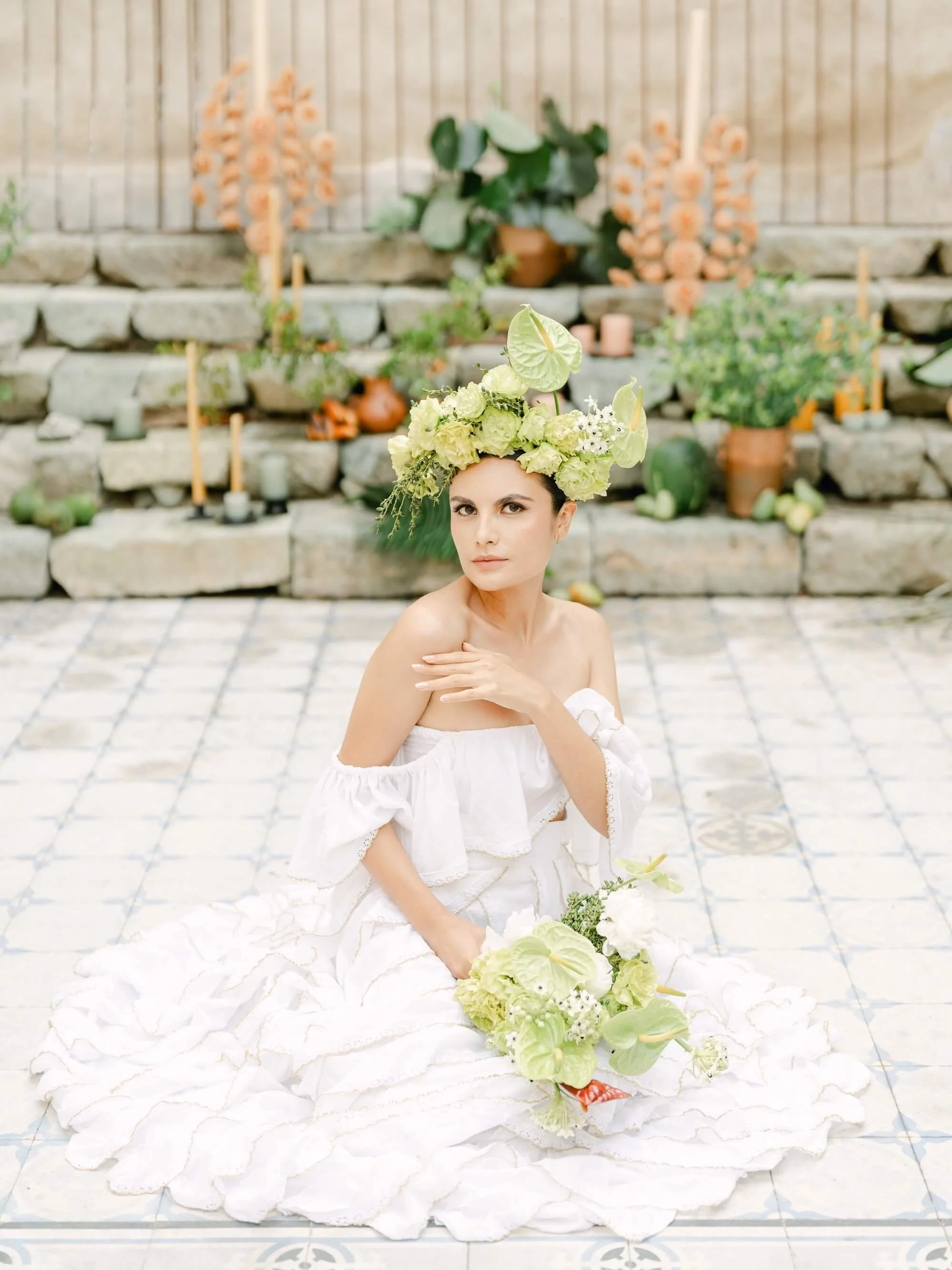 curated wedding design with elevated floral centerpieces and natural materials