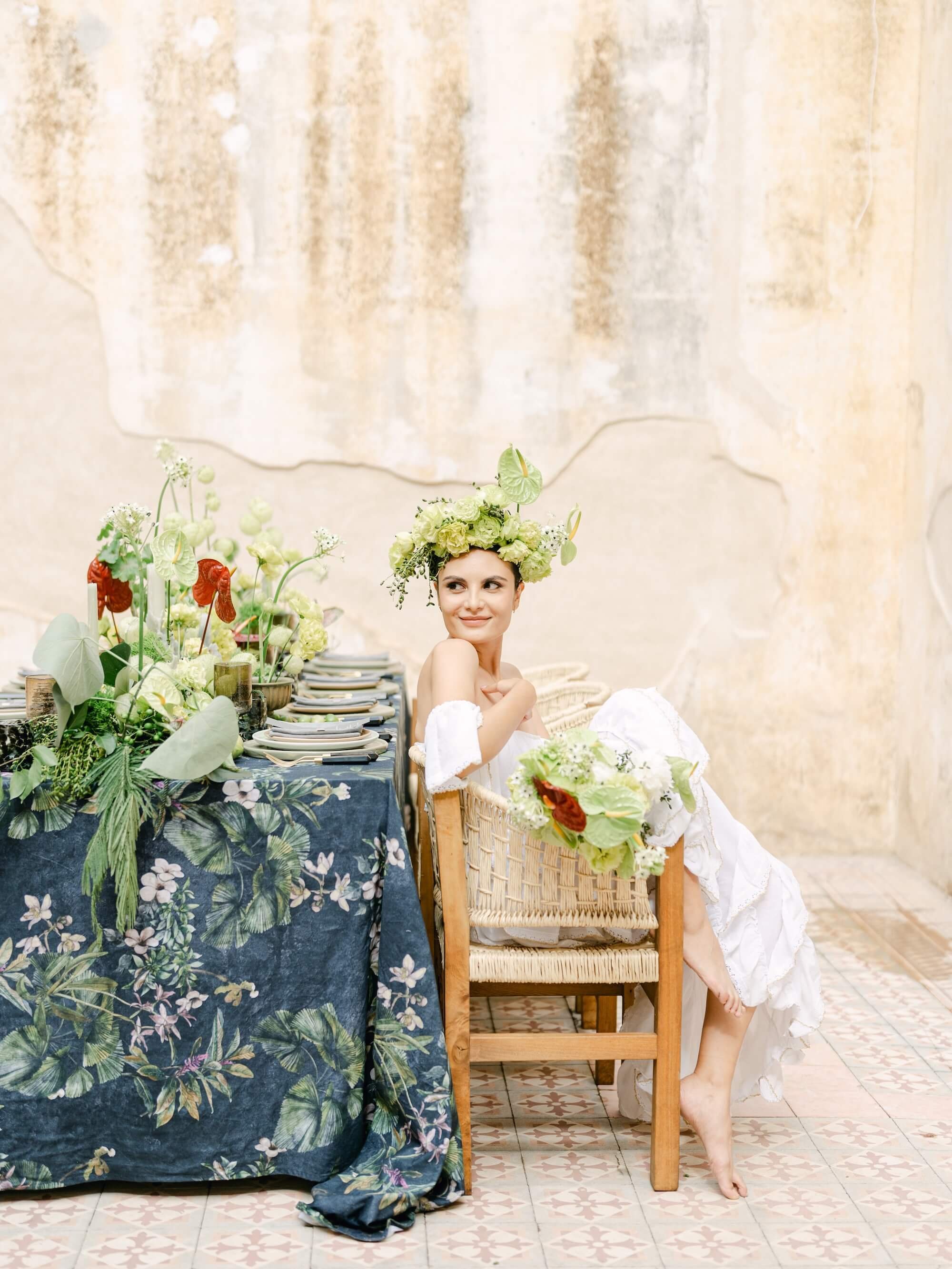 fine art wedding reception table with floral arrangements and elegant table styling