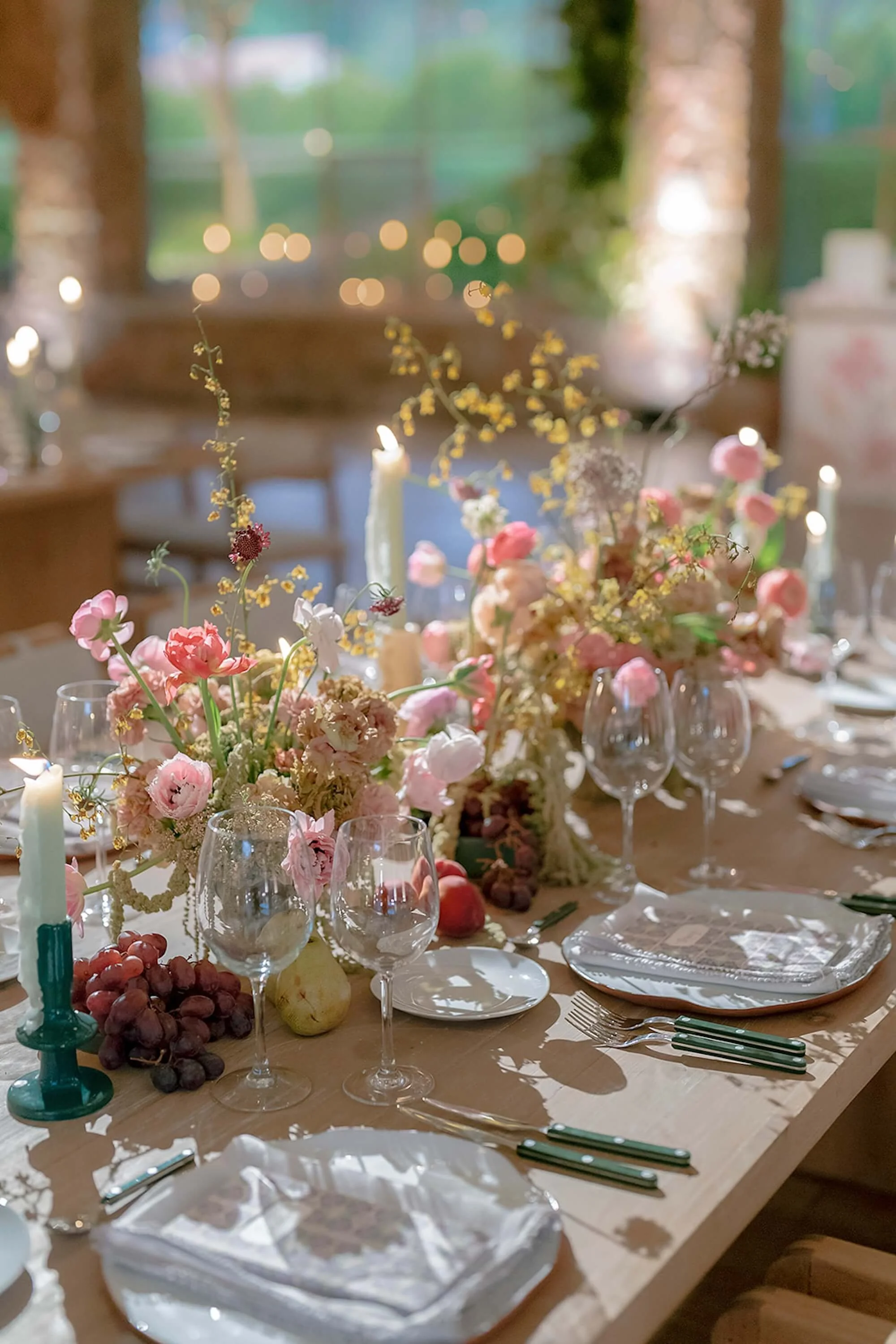 a table setting elevated through subtle floral composition