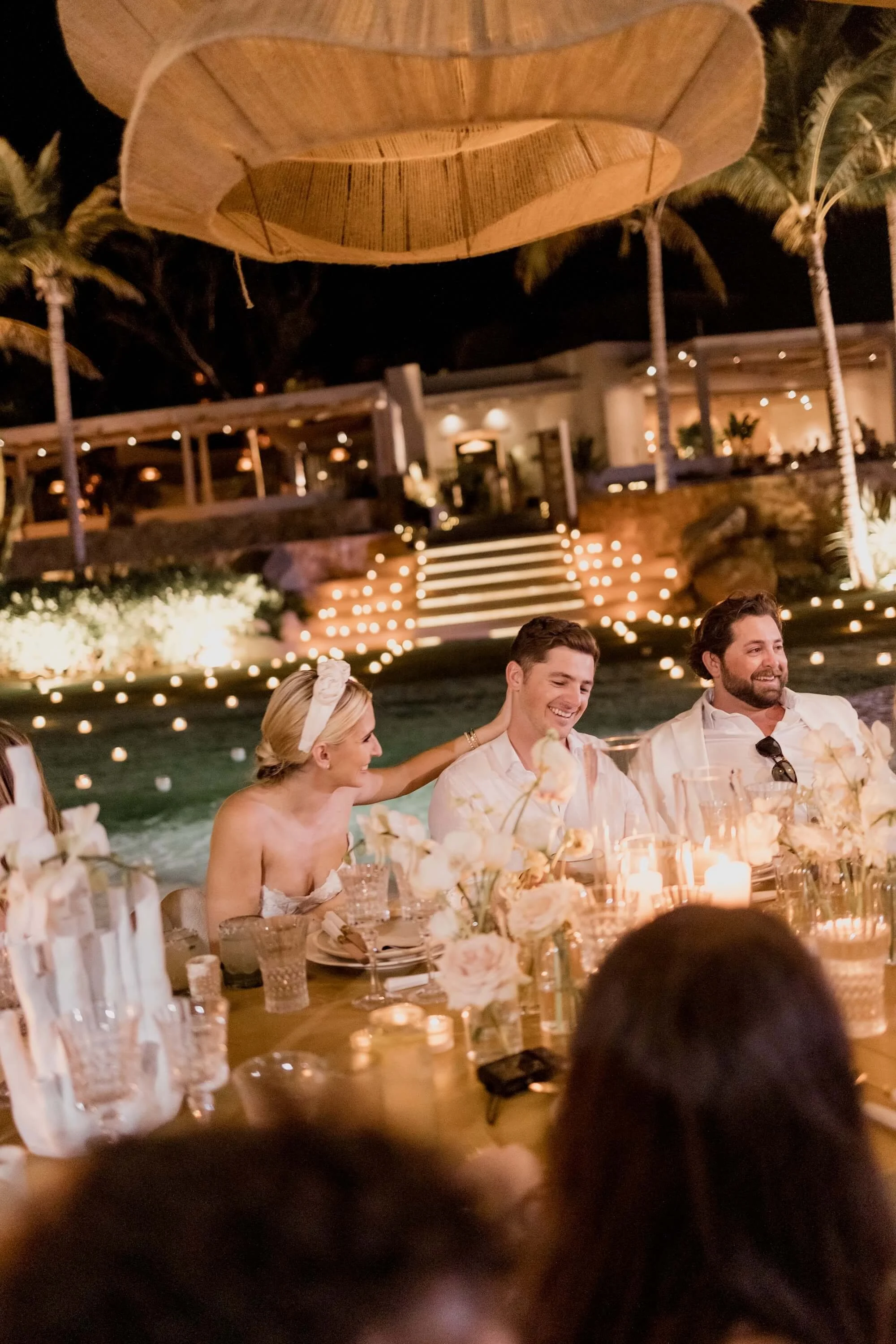 emotional connection framed by soft floral surroundings