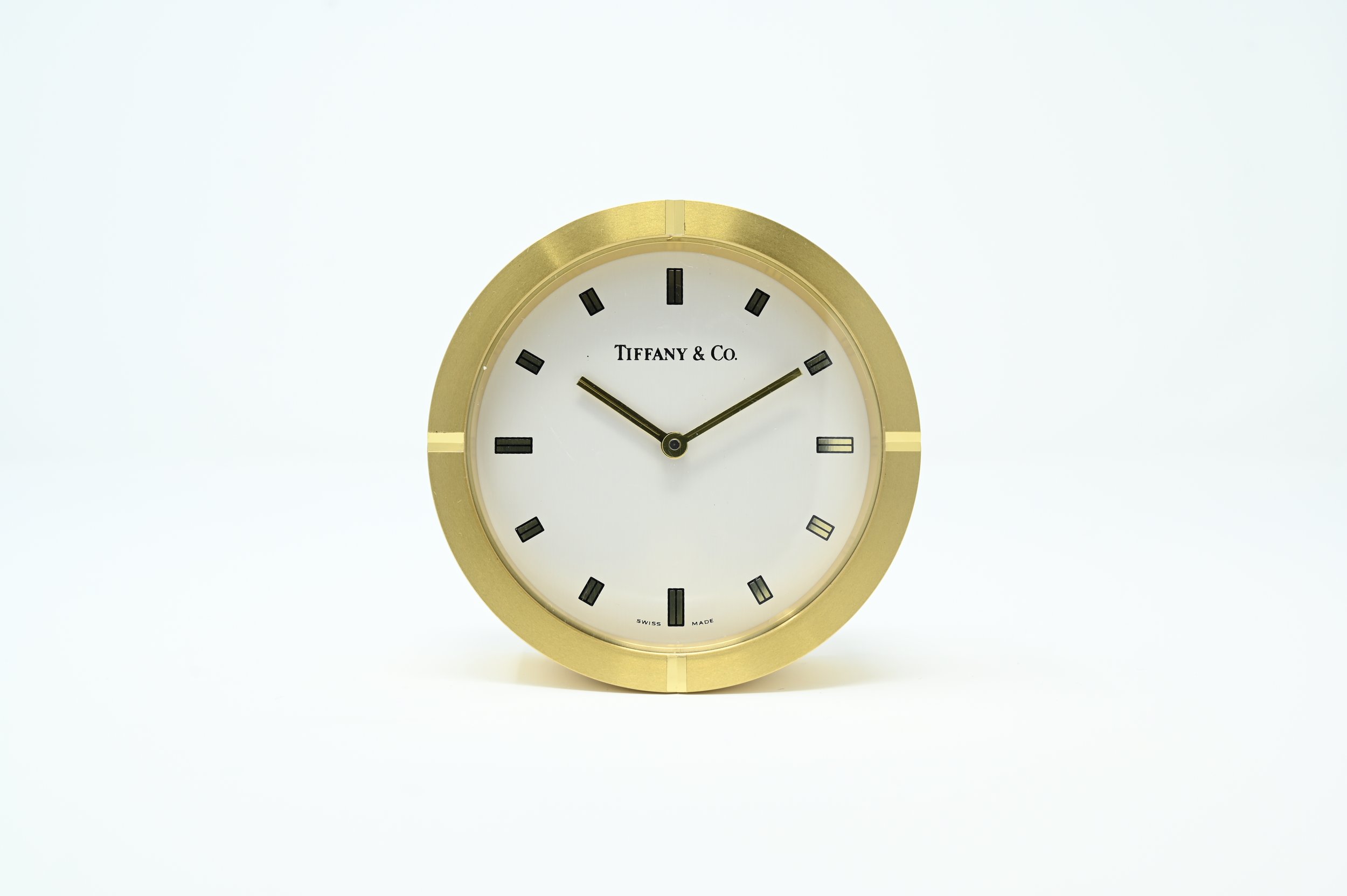 Tiffany & Co. Swiss Made Brass Desk Clock – Authentic, Battery Included, Runs & Keeps Time