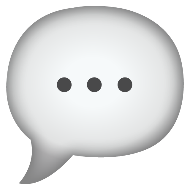 Speech bubble icon with three dots indicating typing or communication in progress.