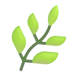 A stylized illustration of a young plant with green leaves and a black stem.