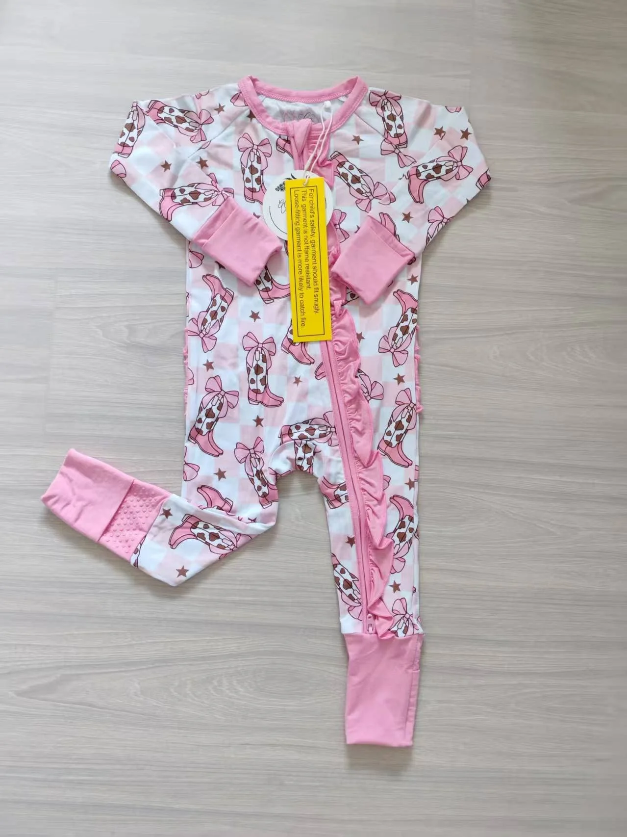 Boots N' Bows Convertible Zippy Romper w/ Ruffles