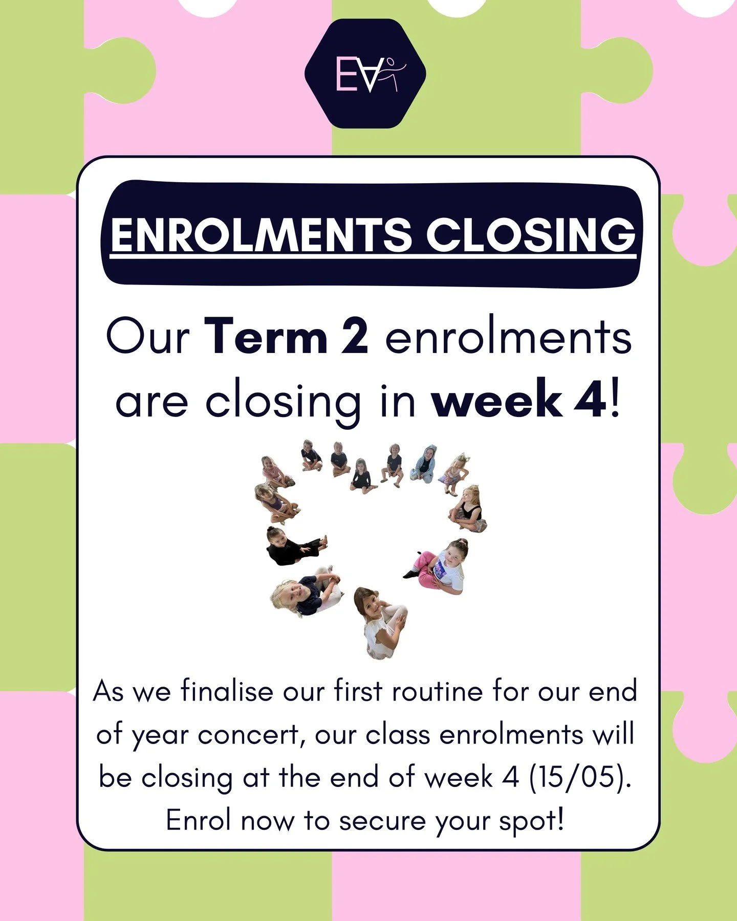 🚨ENROLMENTS CLOSING🚨

Have you been thinking about joining the Equate Arts dance team? Now is the time to secure your spot to participate in our first routine of our end of year concert. 🌟

At Equate, we create two concert dances, one in Semester 