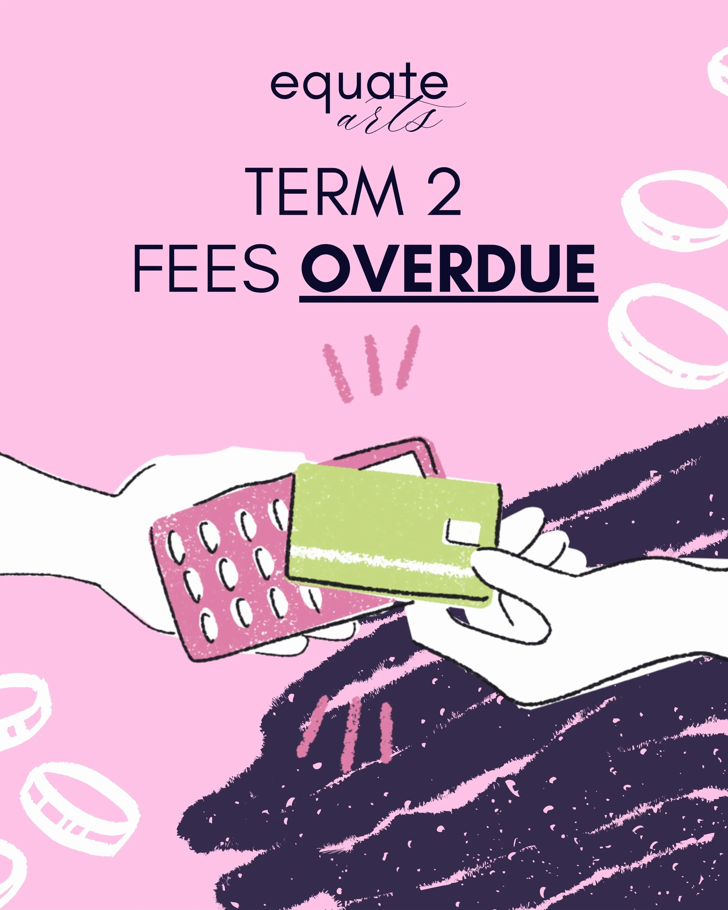 REMINDER: Term 2 fees are overdue!📆

This is a reminder to all of our current Equate Arts families to kindly settle Term 2 fees by Friday (15/05) 💗

Dancers with outstanding fees from Week 5 (18/05) will be asked to spectate rather than participate