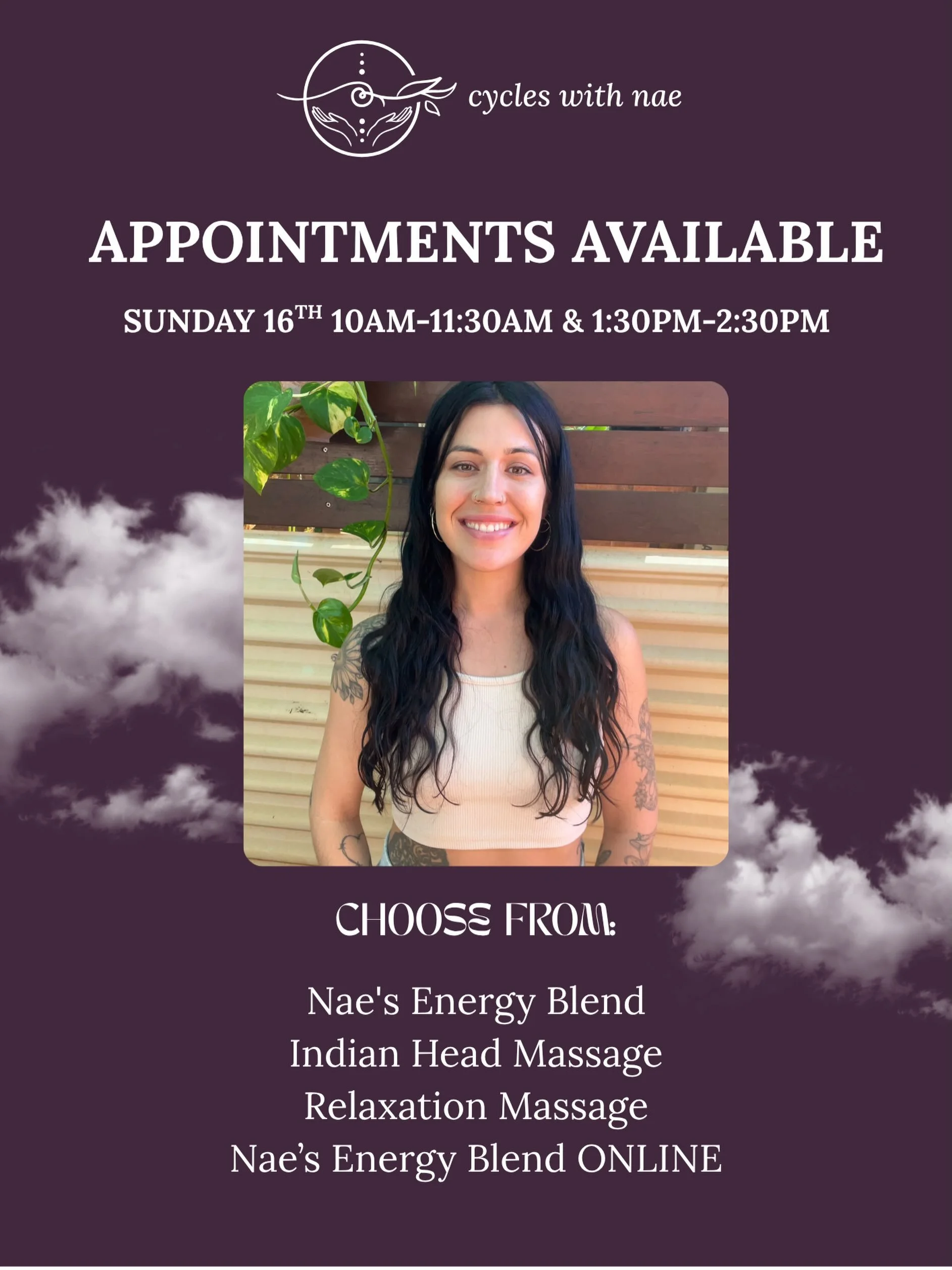 Appointments available this Sunday🥰🧚🏽&zwj;♀️

#broome 
#reiki 
#massage 
#indianheadmassage 
#energyworker