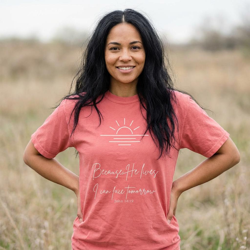 Because He Lives Tee — Christian Graphic Shirt