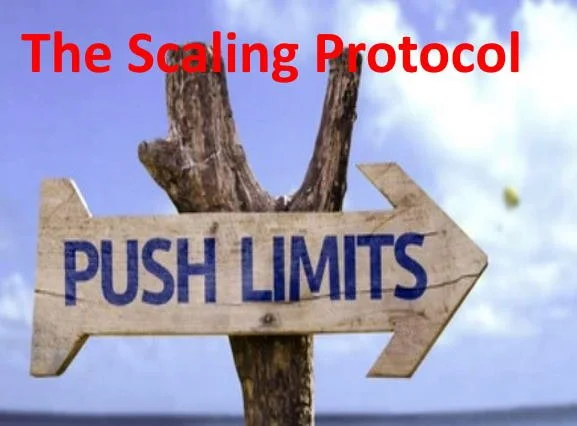 Signpost on a tree with the words 'Push Limits' pointing to the right and the text 'The Scaling Protocol' in red at the top.