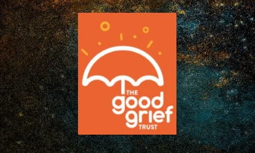 Logo for 'The Good Grief Trust' with an umbrella icon and orange background.