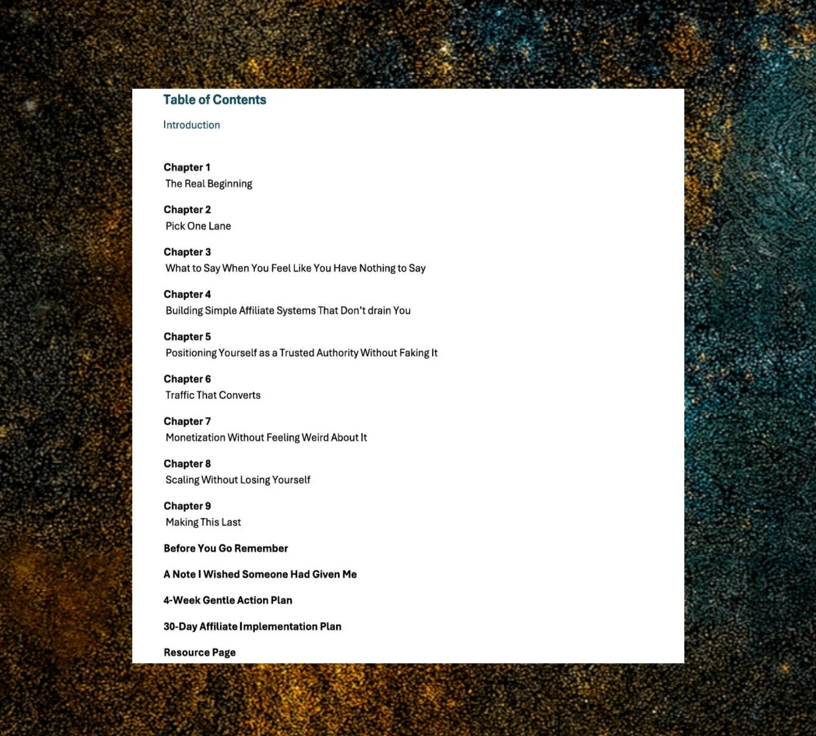 grounded in abundance table of contents
