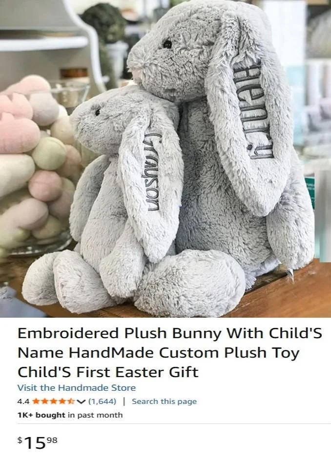 handsewn fluffy bunny toy plushies