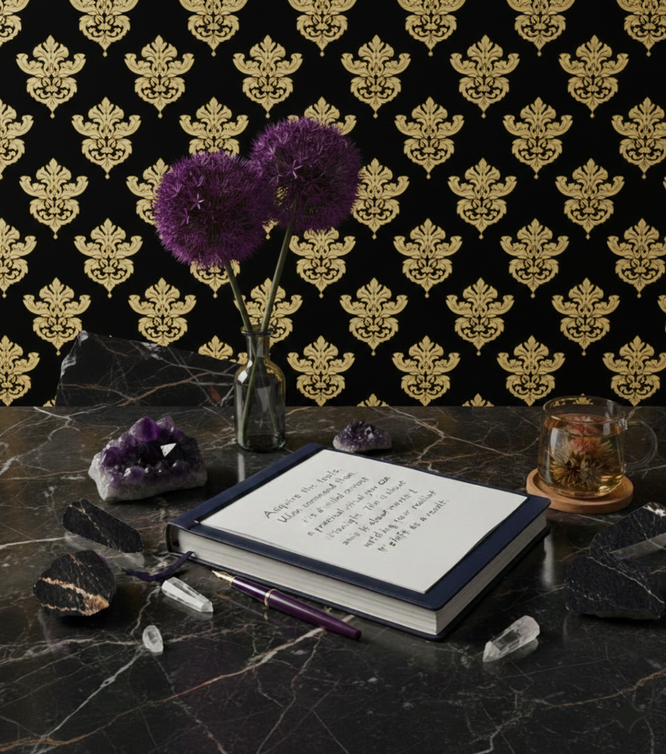 workstation desk with flowers and crystals beforetheafter333