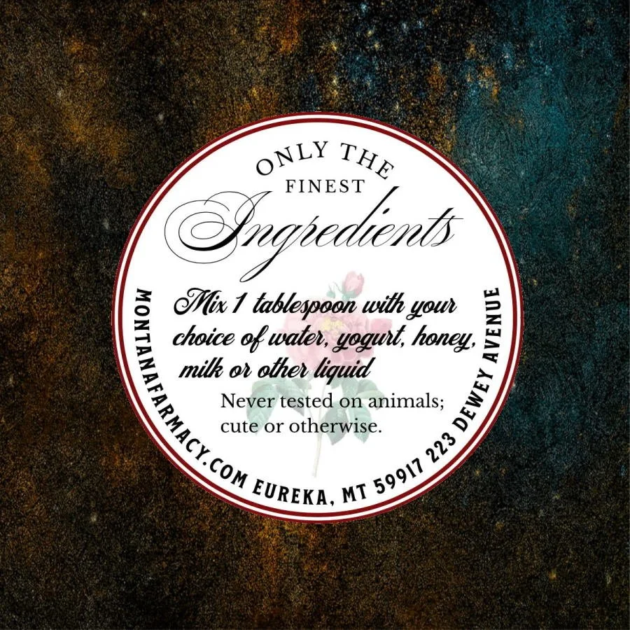 Matcha rose clay facial mask ingredient list shown on product lid