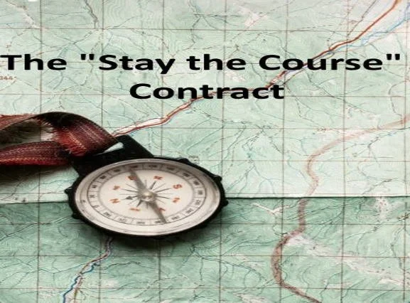 Map background with a compass and the text "The 'Stay the Course' Contract".