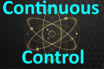Illustration of an atom with orbiting electrons and the words "Continuous Control" in bright blue text
