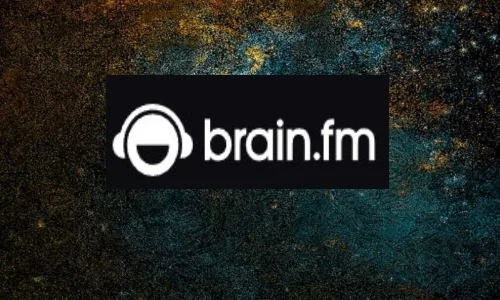Brain.fm logo on a dark textured background.