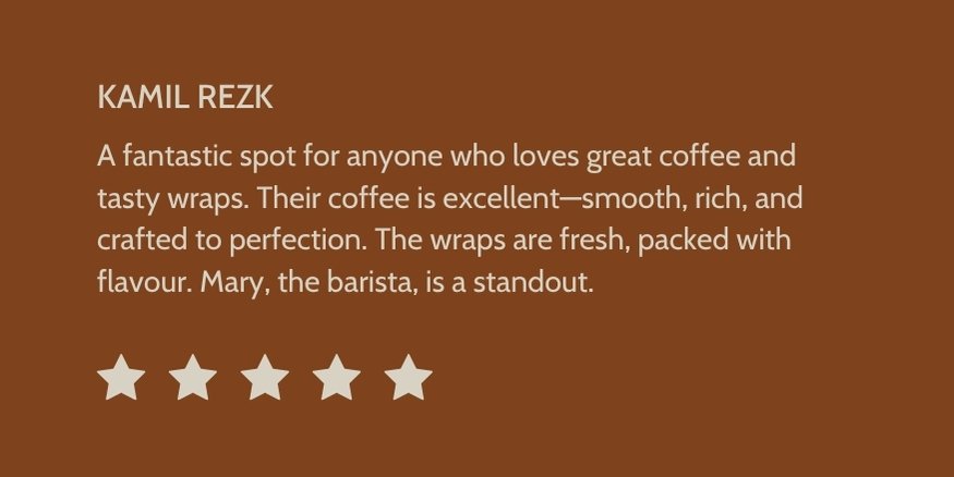 Customer review for David K. Waterfront Terrace with a five-star rating, praising the reliability of Lennox Ln's delivery and product quality.