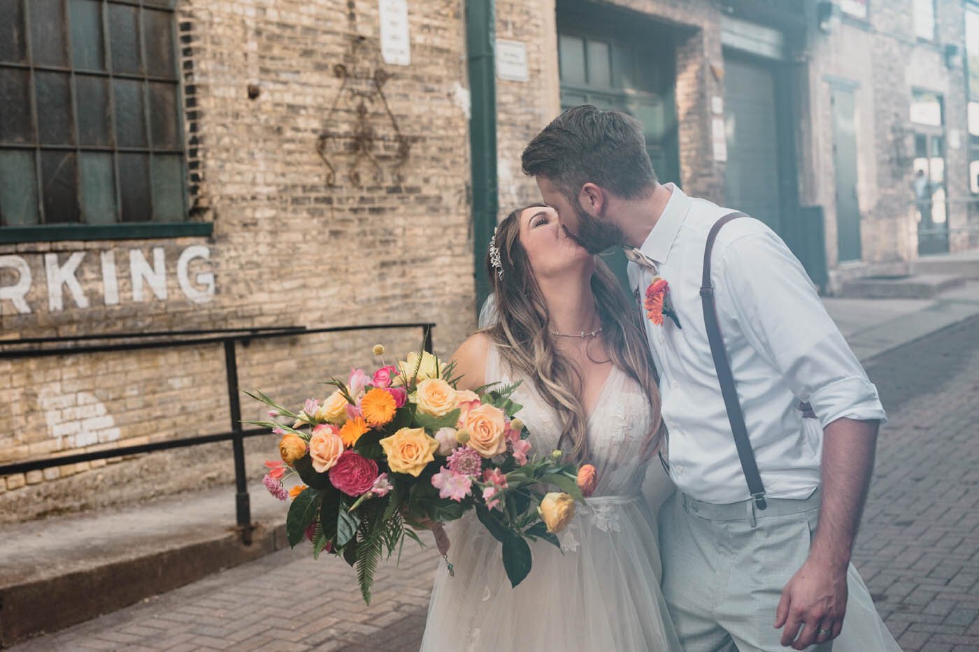bride and groom at micro wedding
