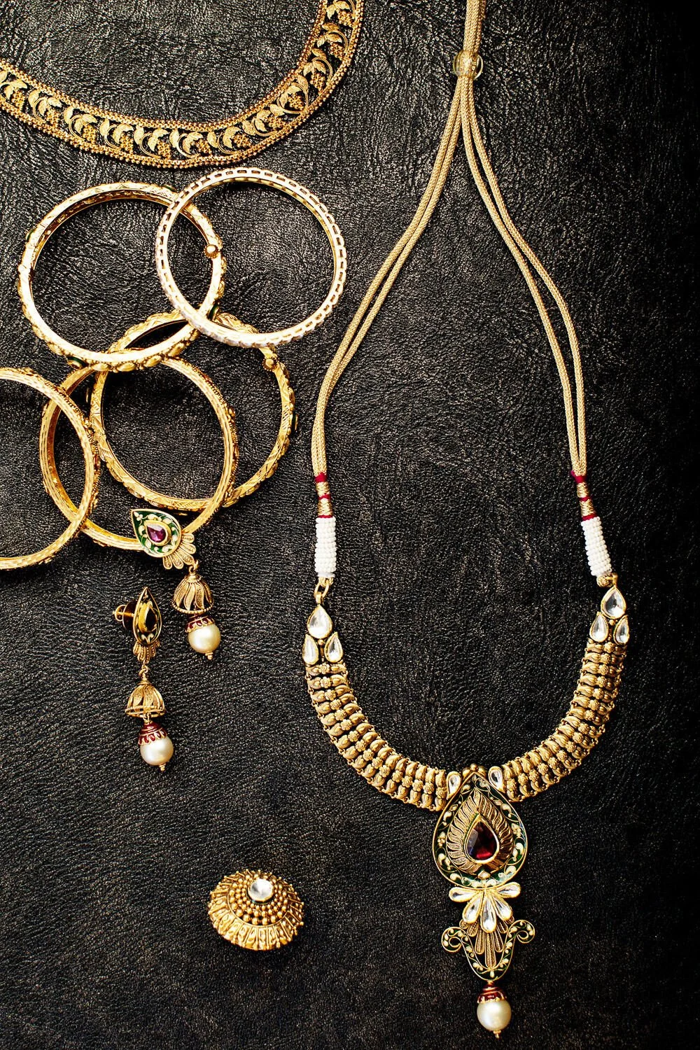 Gold Indian wedding jewelry - event design by Rocket Science Events, photo by Photogen Inc.