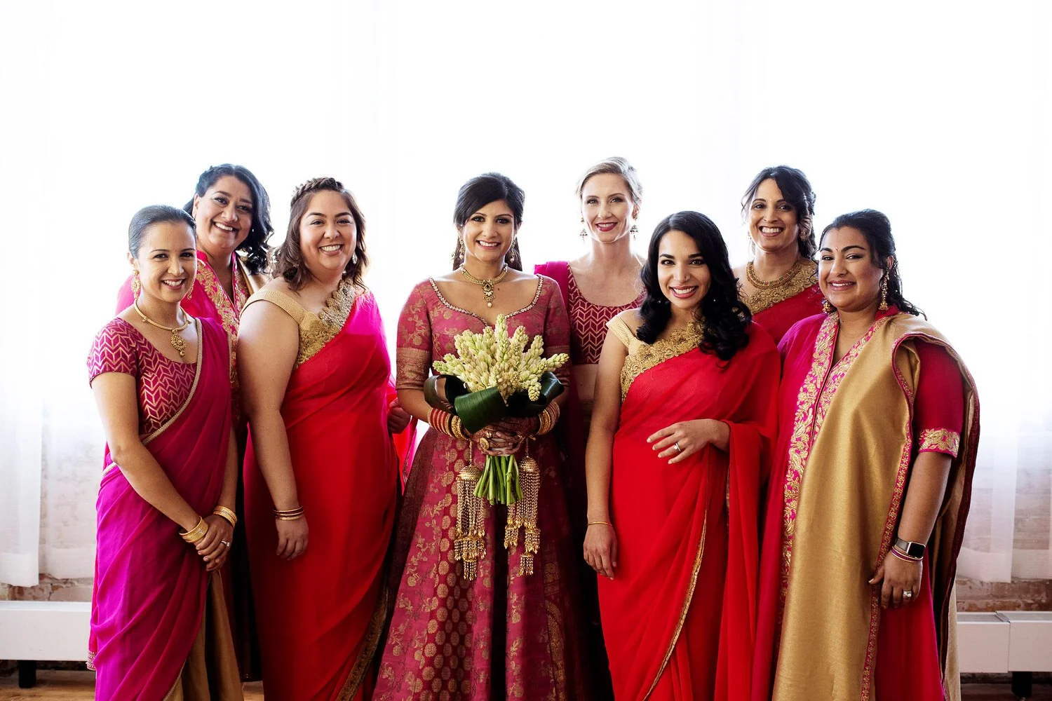 Bridal party at a modern Indian wedding - event design by Rocket Science Events, photo by Photogen Inc.