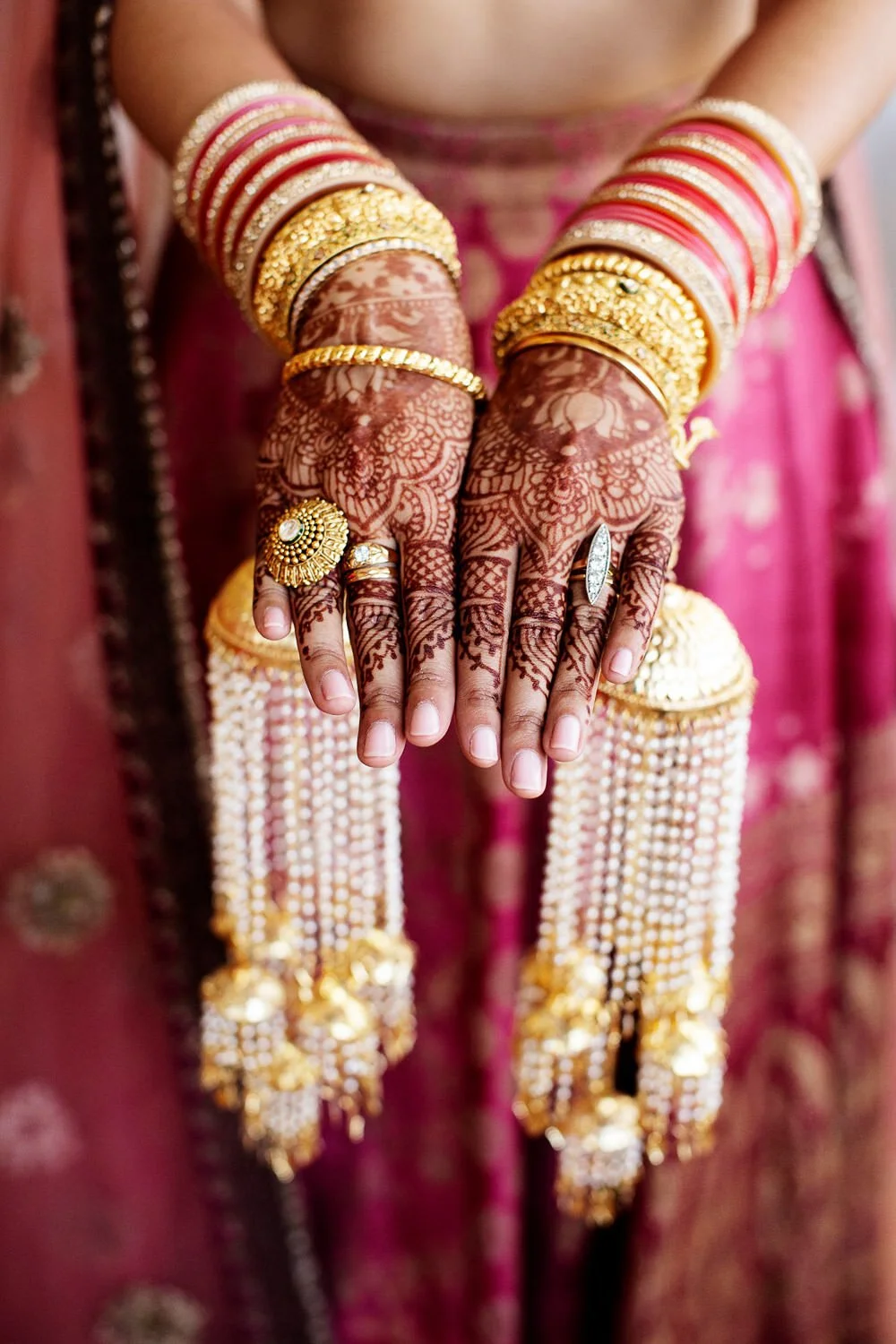 Pink and gold Indian wedding fashion details - event design by Rocket Science Events, photo by Photogen Inc.