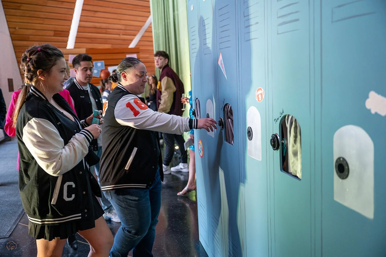 Guests arrive at their high school themed lockers. High School themed party design, ILEA Minnesota Star Awards, Designed by Rocket Science Events.