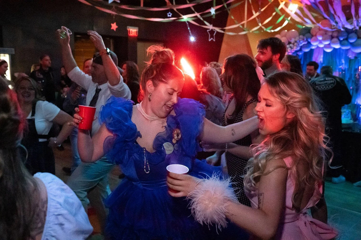 Custom-designed prom party with music and dancing. High School themed party design, ILEA Minnesota Star Awards, Designed by Rocket Science Events.