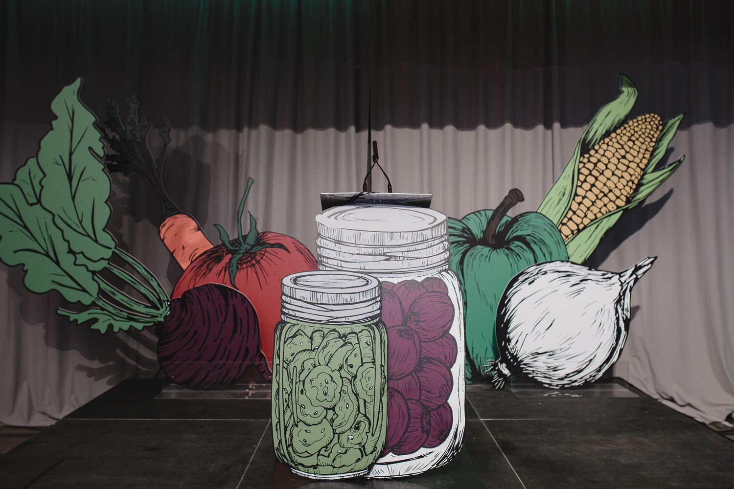 veggie themed signage at an Americana farm themed event