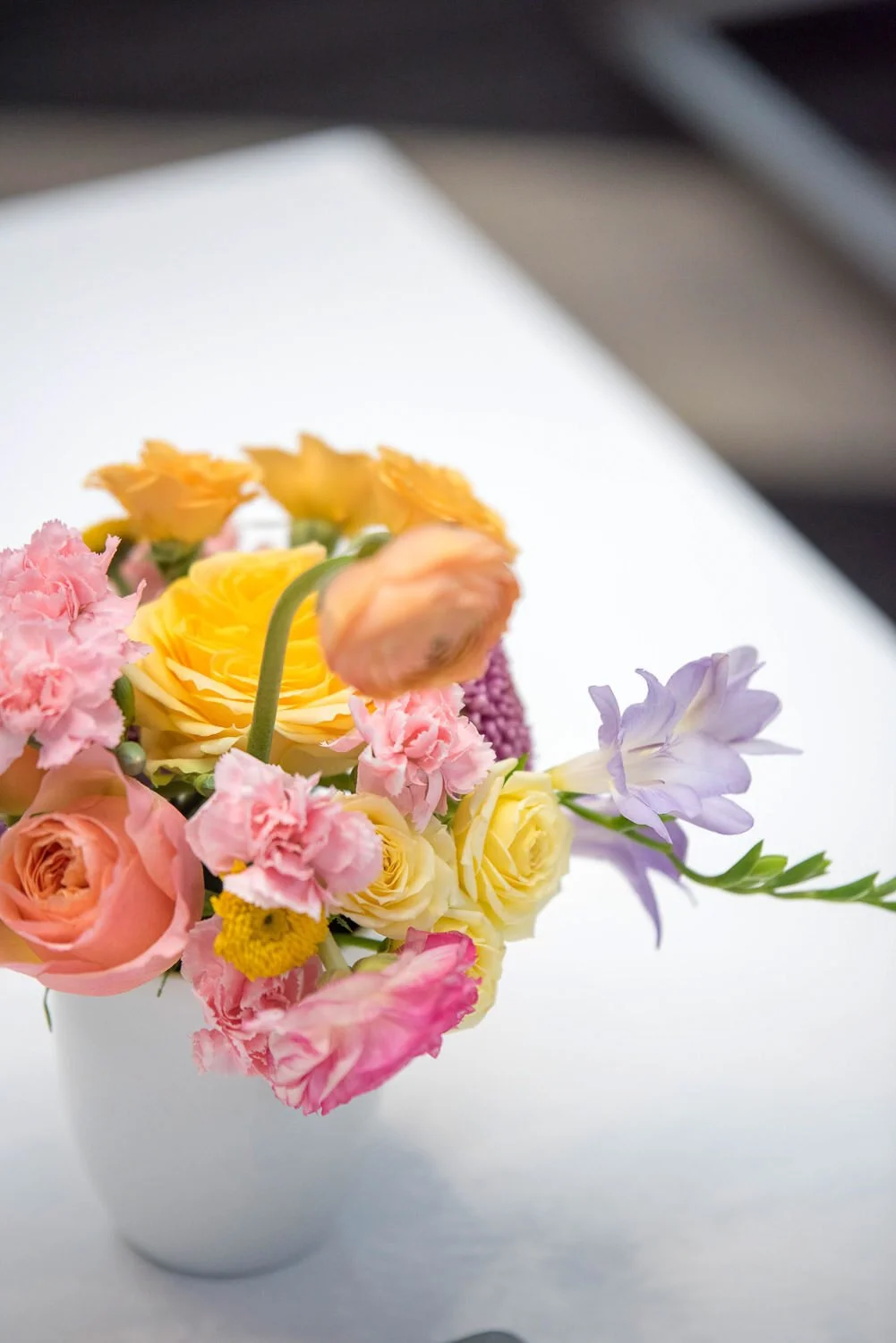 spring blooms in pink, orange, and yellow