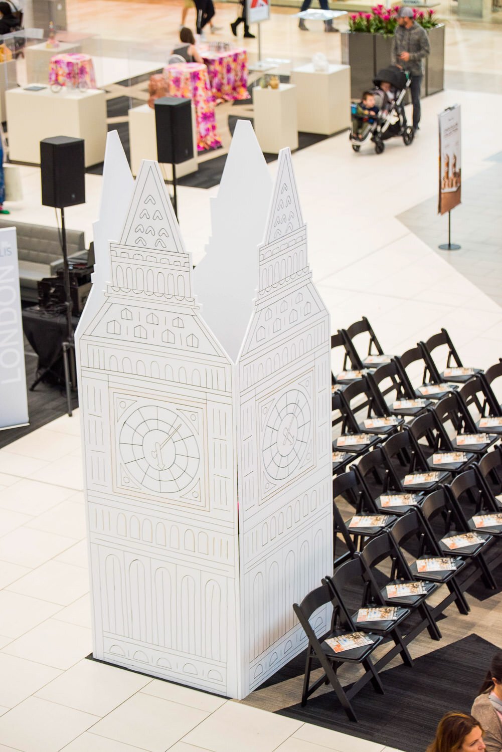large white paper cutout of big ben