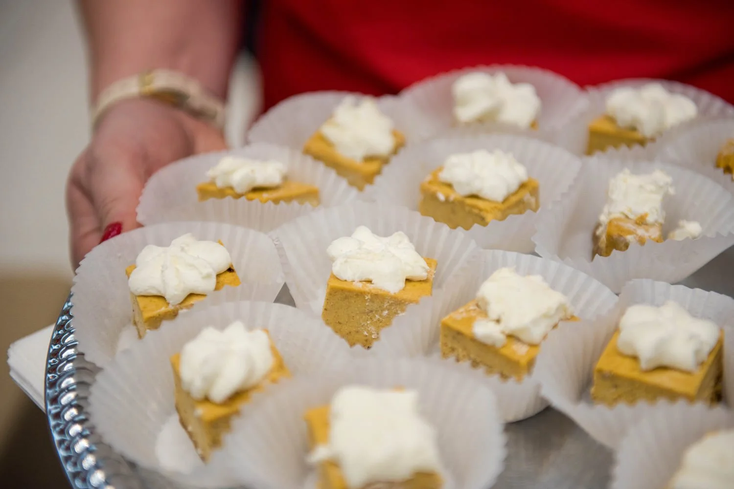 cheesecake bites with whipped cream