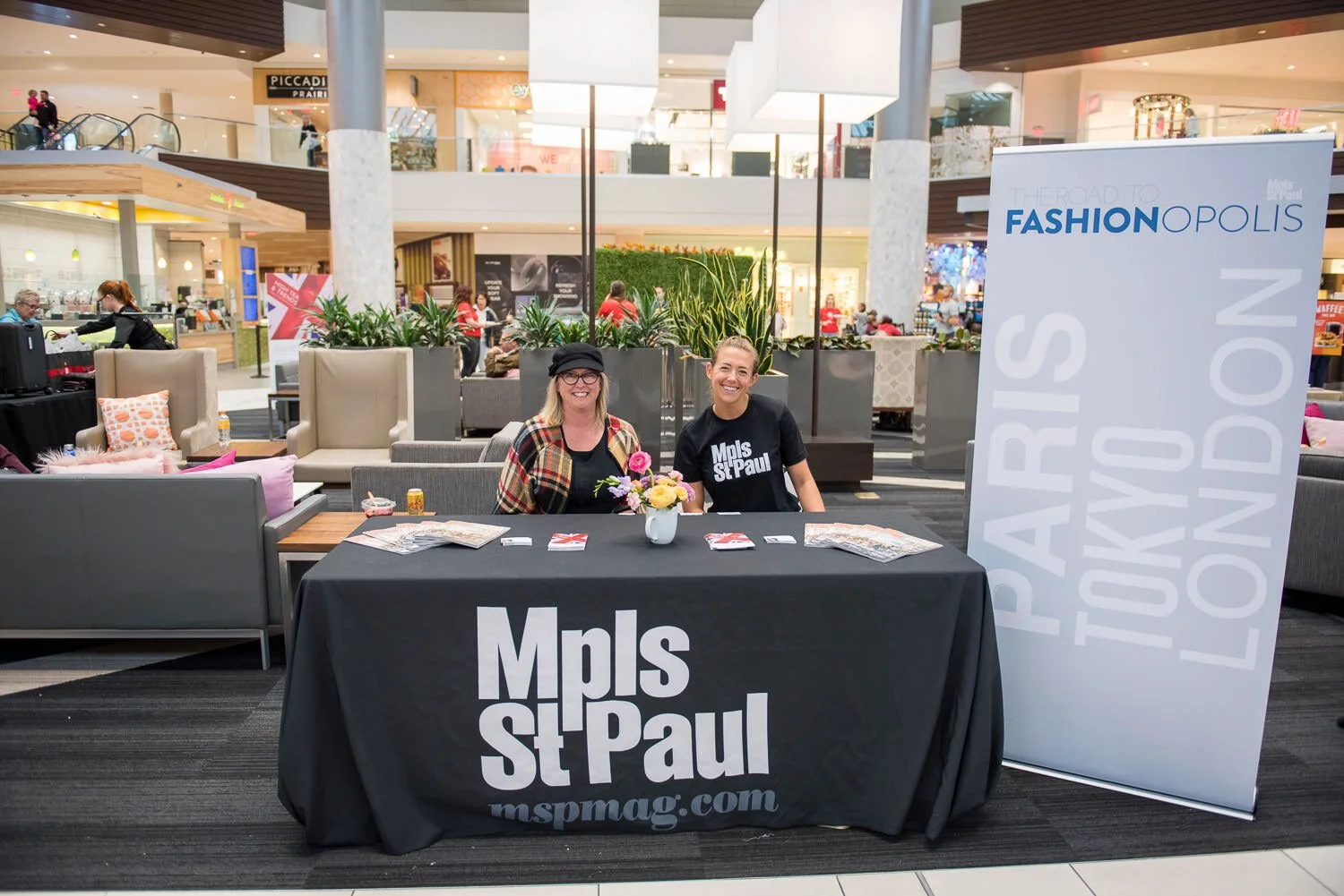 table display with back table cloth for British inspired fashion event