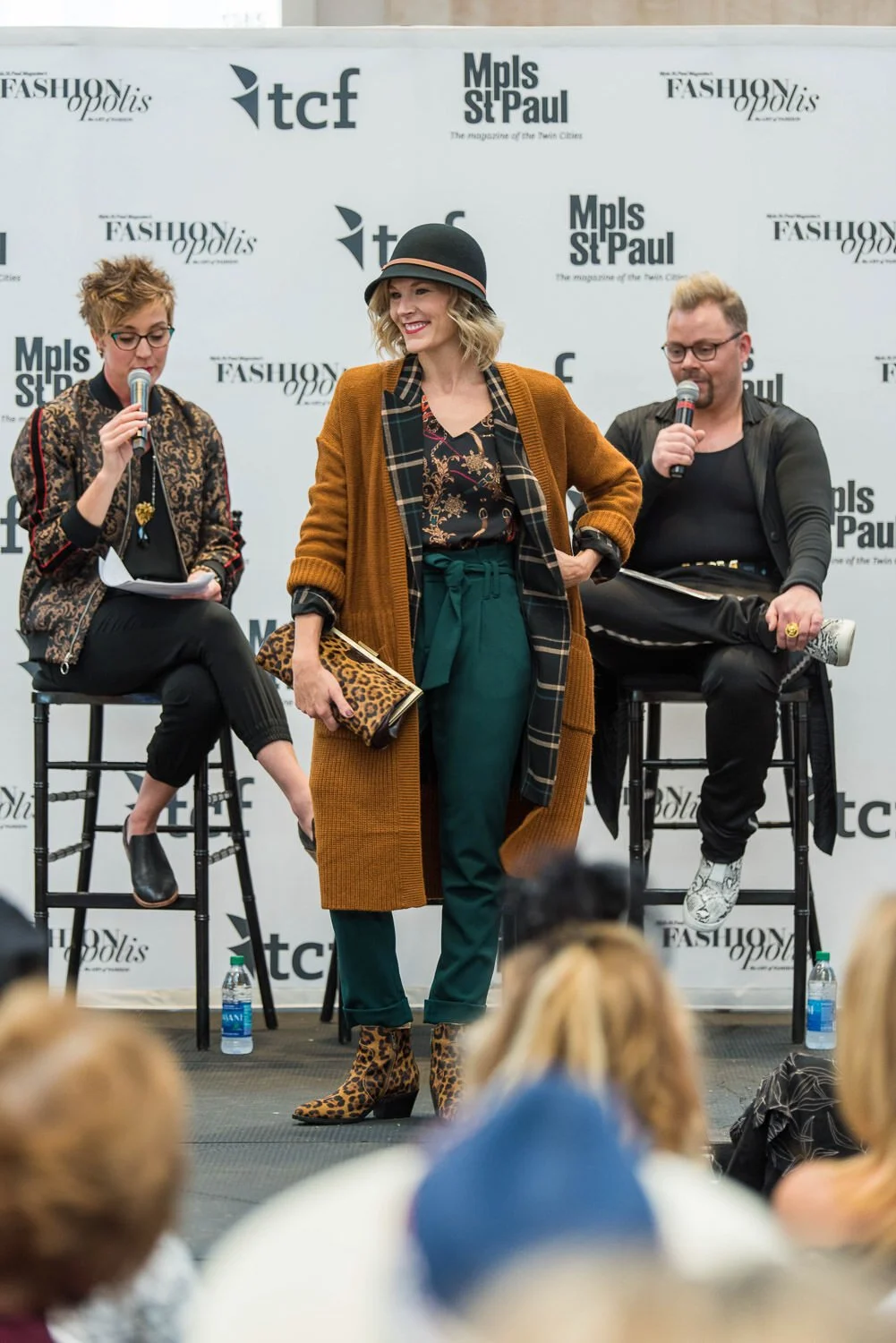 female model walks the catwalk at British inspired fashion event