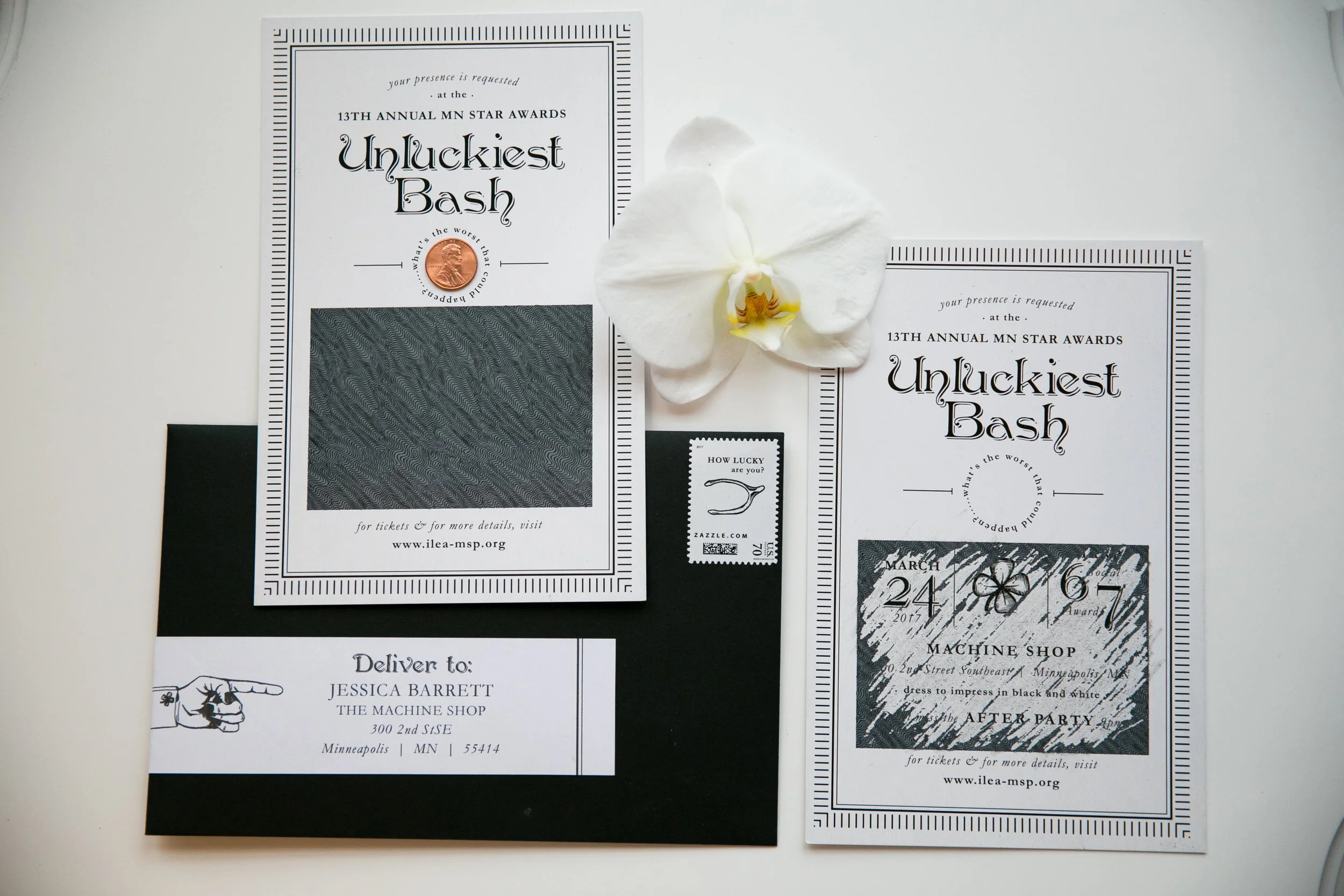 Black and white themed Minneapolis corporate awards gala designed by Rocket Science Events