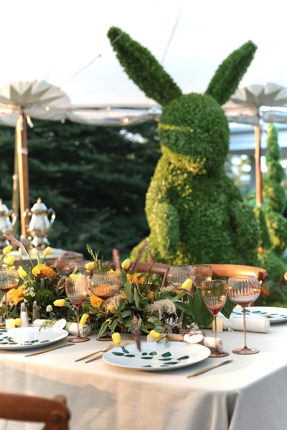 Wedding reception tent with oversized animal topiary, designed by Rocket Science Events 