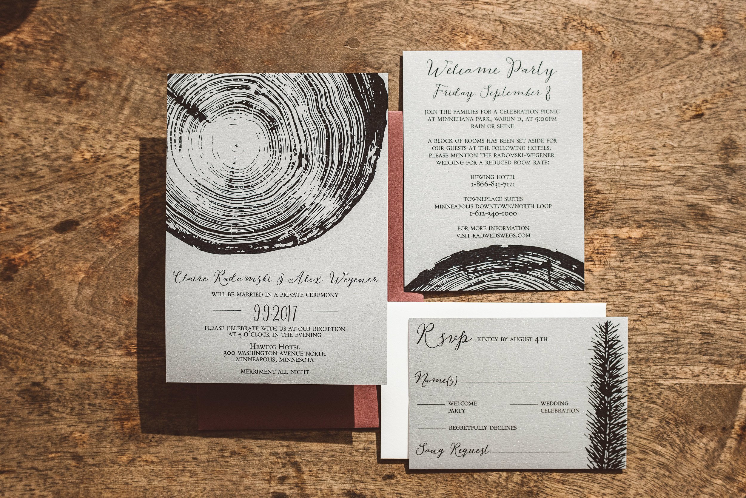 Hewing Hotel wedding invitations