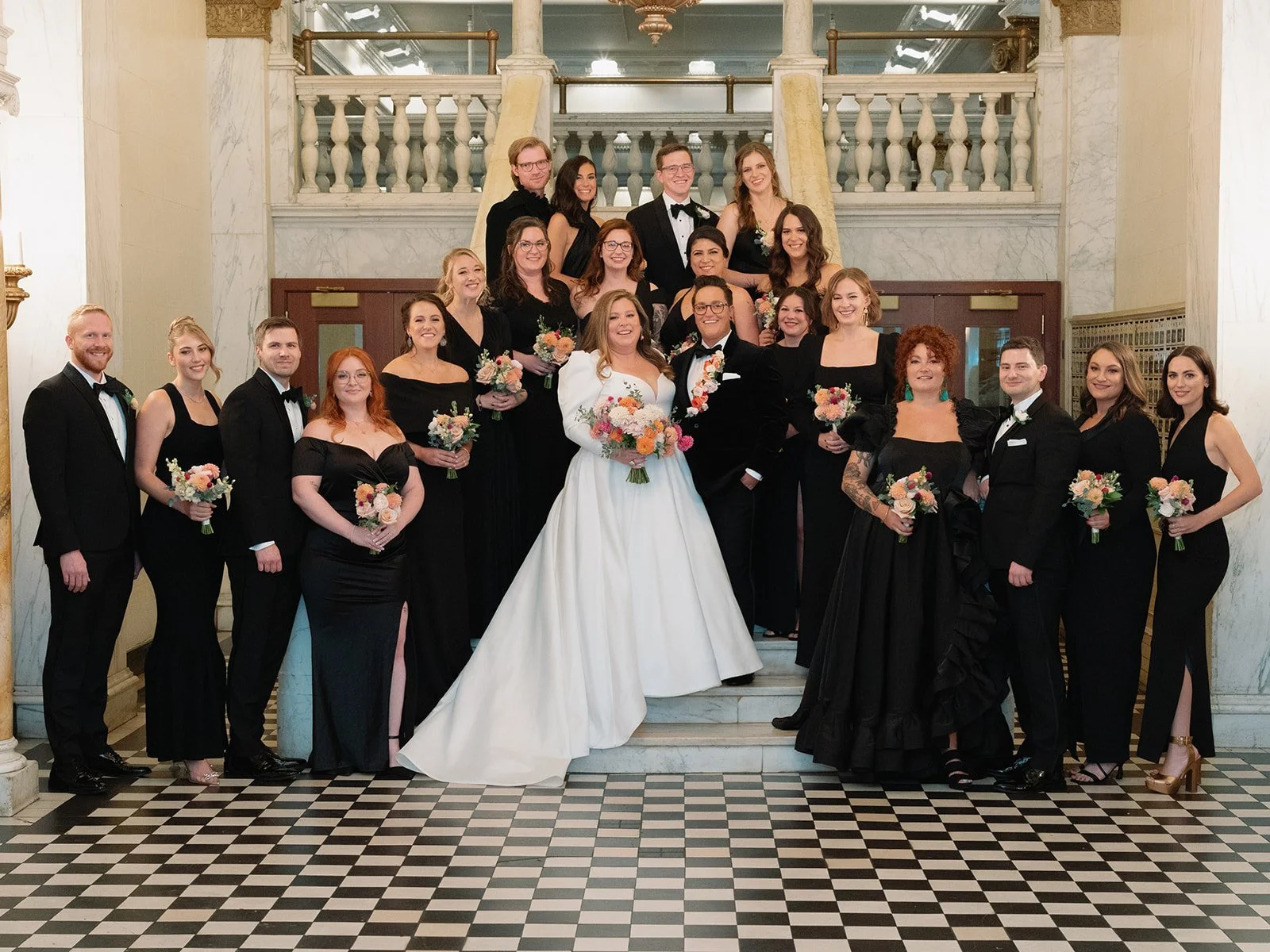 Formal wedding party portrait at a Chicago Athletic Association wedding - Rocket Science Events