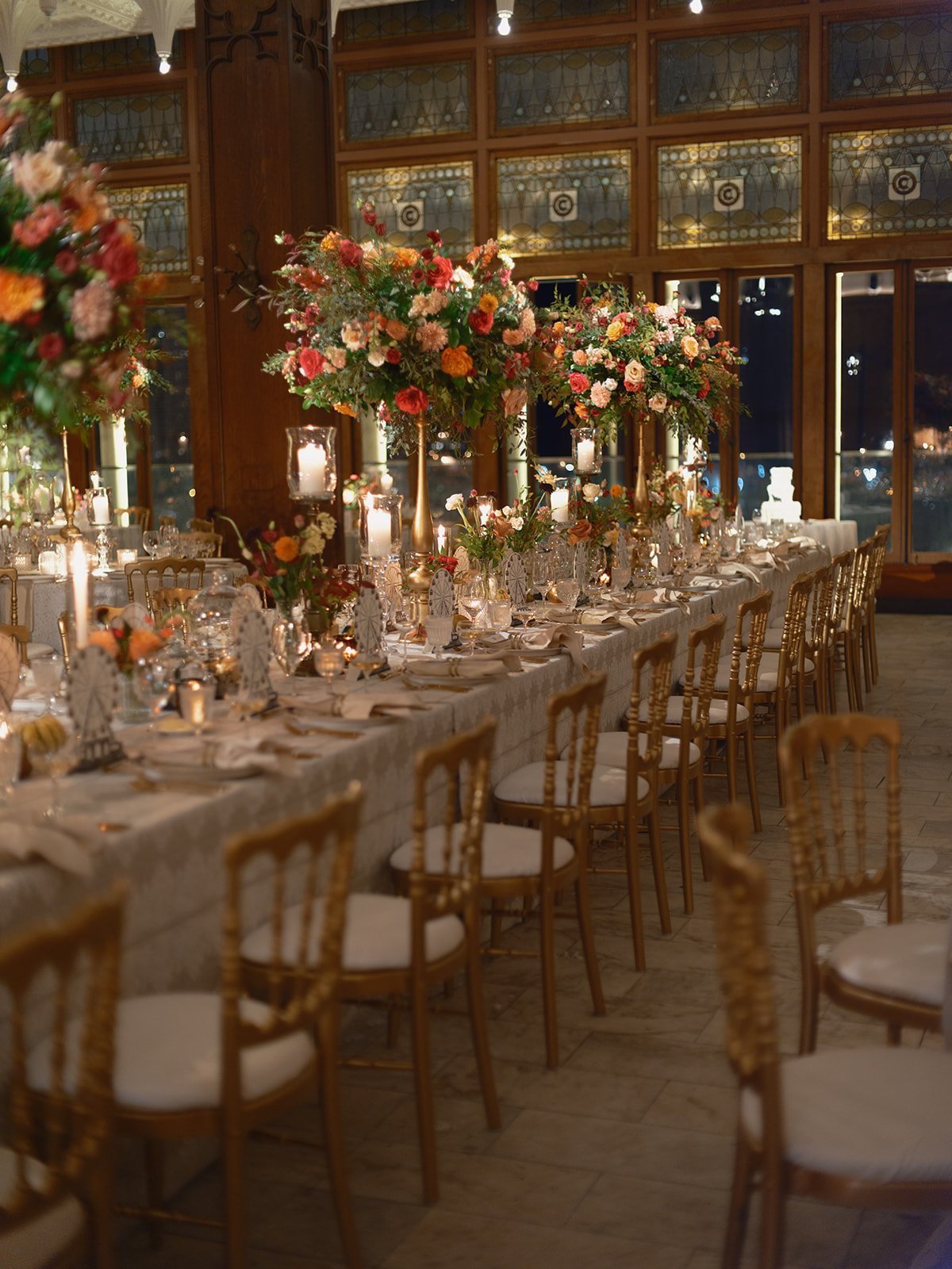 Elegant dining table at a Chicago Athletic Association wedding reception - Rocket Science Events