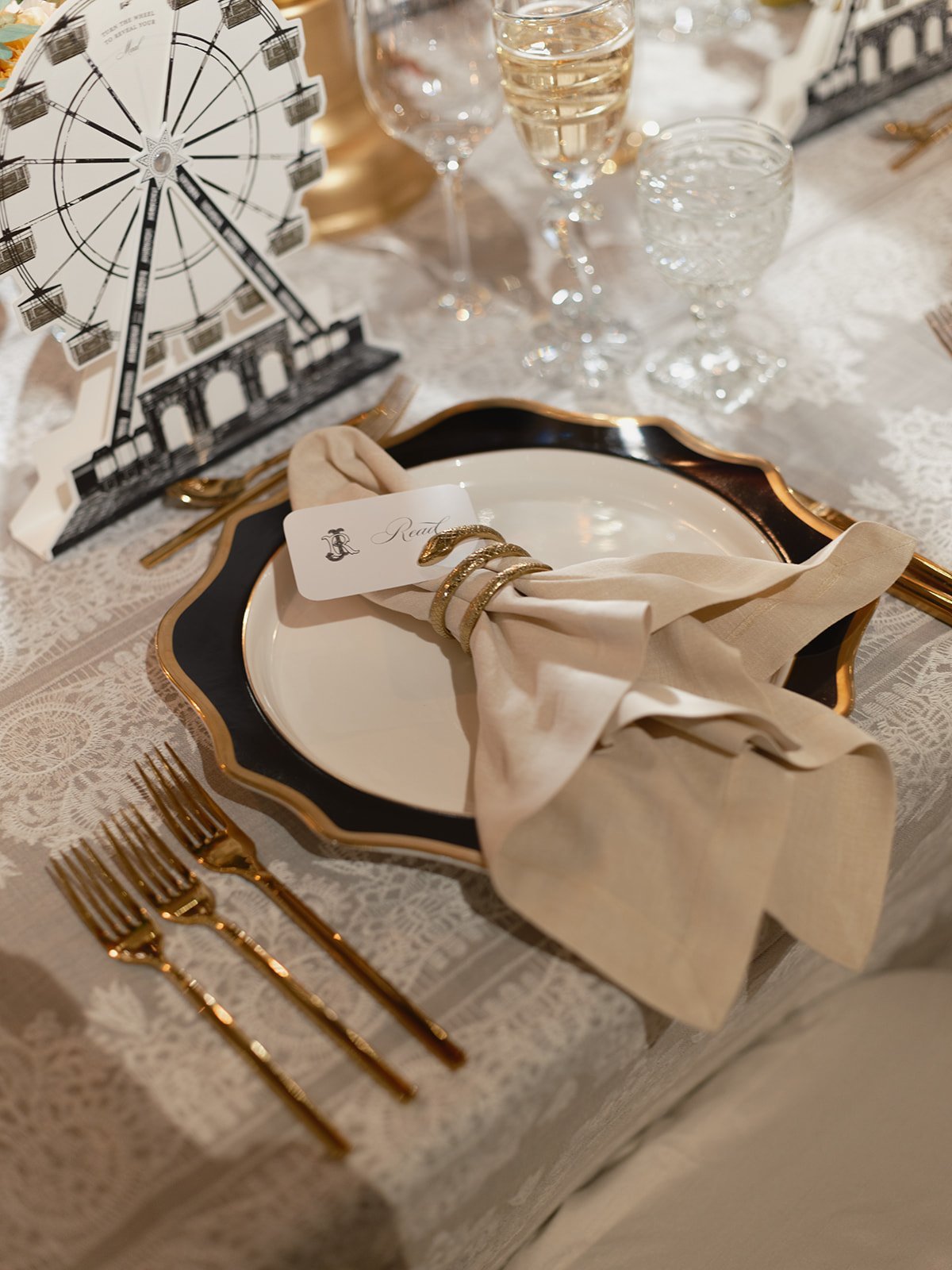 Table setting detail at a Chicago Athletic Association wedding - Rocket Science Events