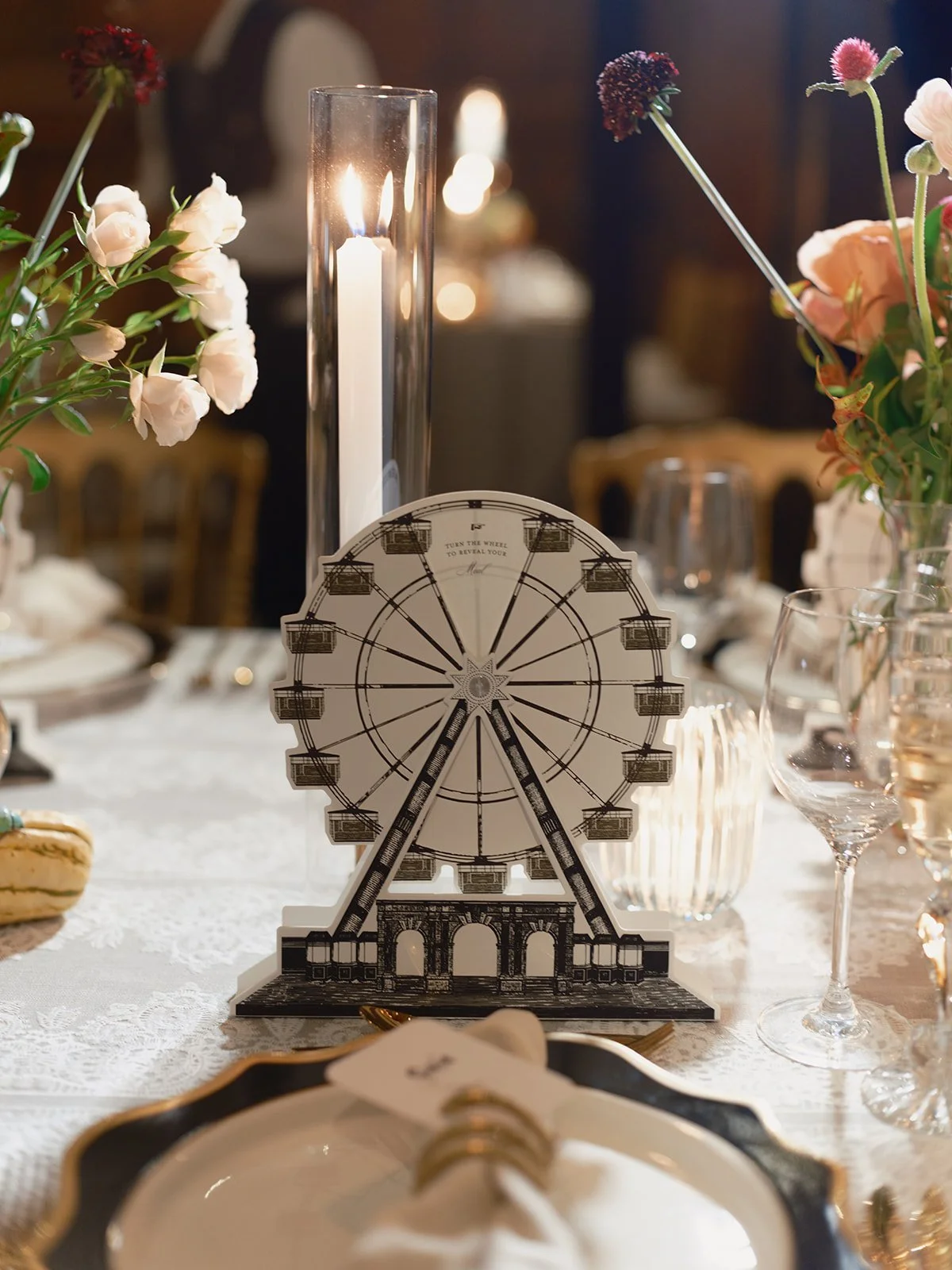 Paper carousel menu at a Chicago Athletic Association wedding - Rocket Science Events