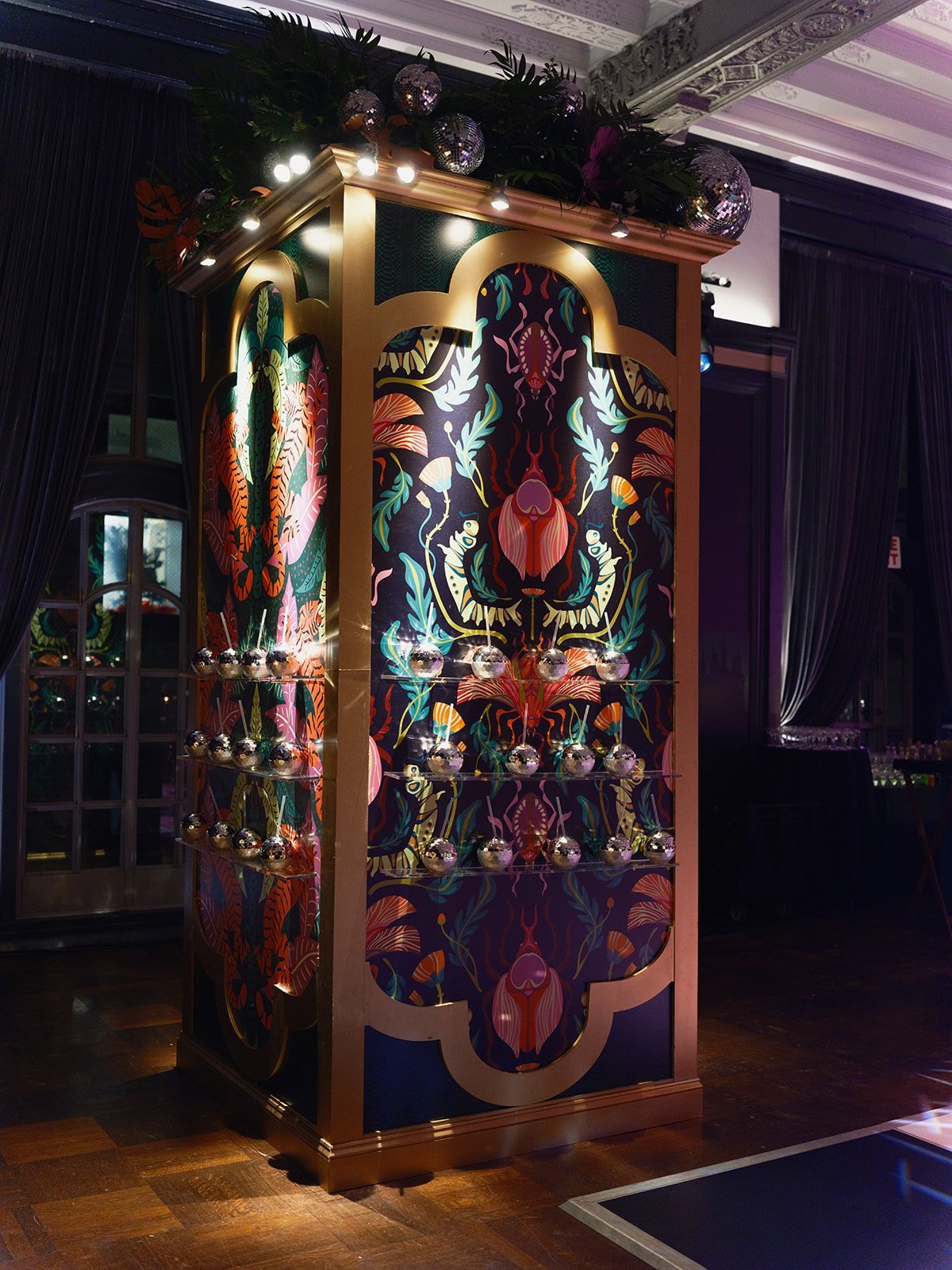 Disco ball drink station at a Chicago Athletic Association wedding - Rocket Science Events