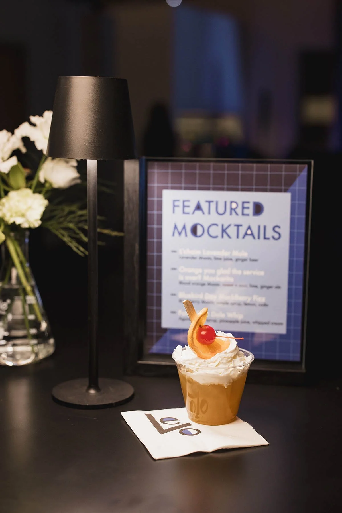 Featured Mocktail and menu at a Minneapolis Bar Mitzvah planned by Rocket Science Events