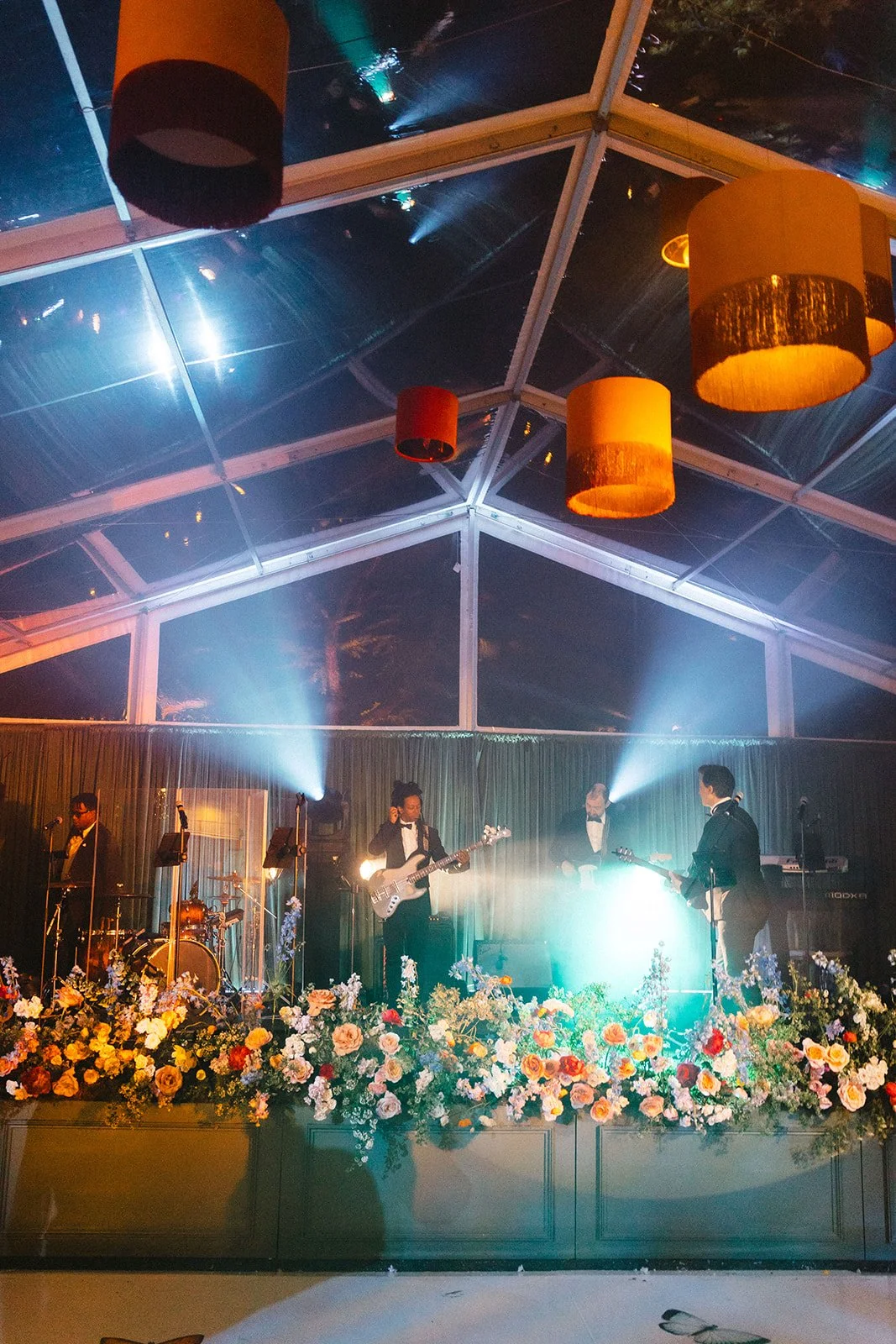 whimsical garden wedding reception stage rocket science events