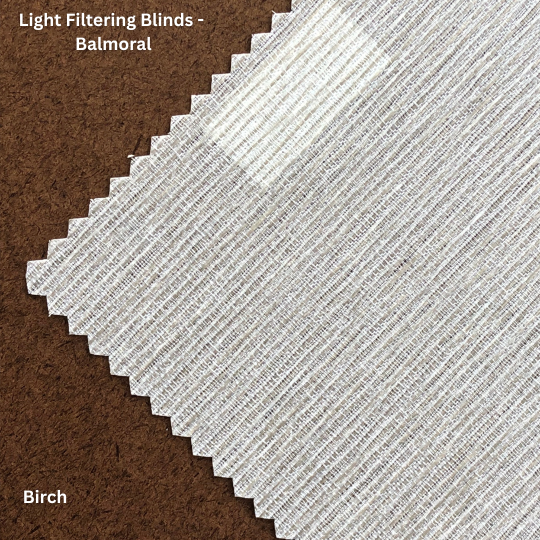 Light filtering blinds in Balmoral style in Birch colour